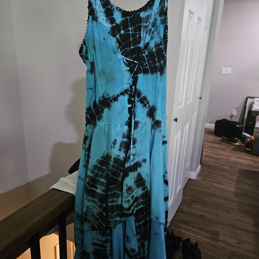 Advance Apparels Blue and Black Tie-Dye Maxi Dress